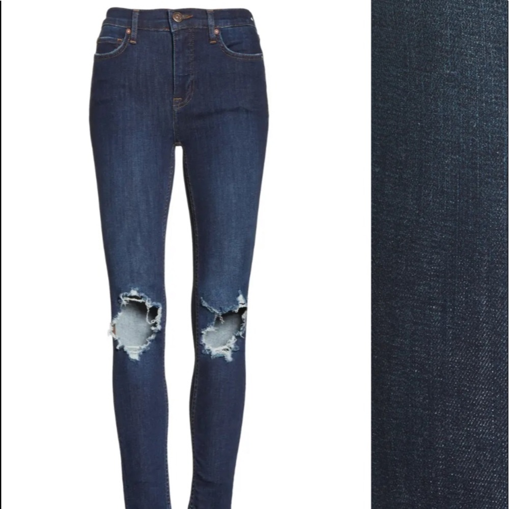 Free People High Rise Busted Knee Skinny Jeans